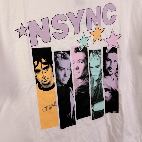 NSYNC Boy Band Concert Graphic Tee T Shirt White Y2K Retro 90s Pop R&B sz XL NWT - Picture 5 of 8